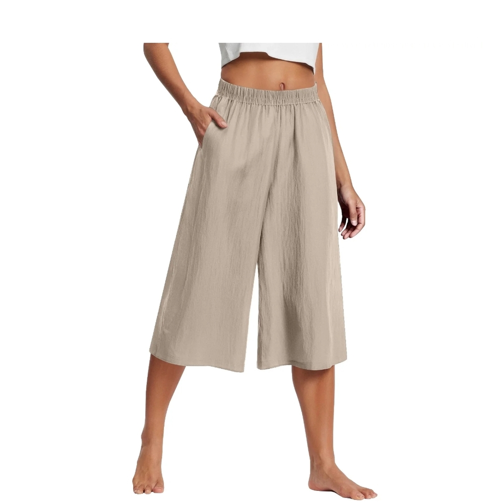 Women's Tan Wide-Leg Culottes